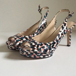 Nine West Patterned Open Toe Heels
